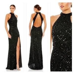 Elegant Black Sequin Evening Gown/Prom Dress